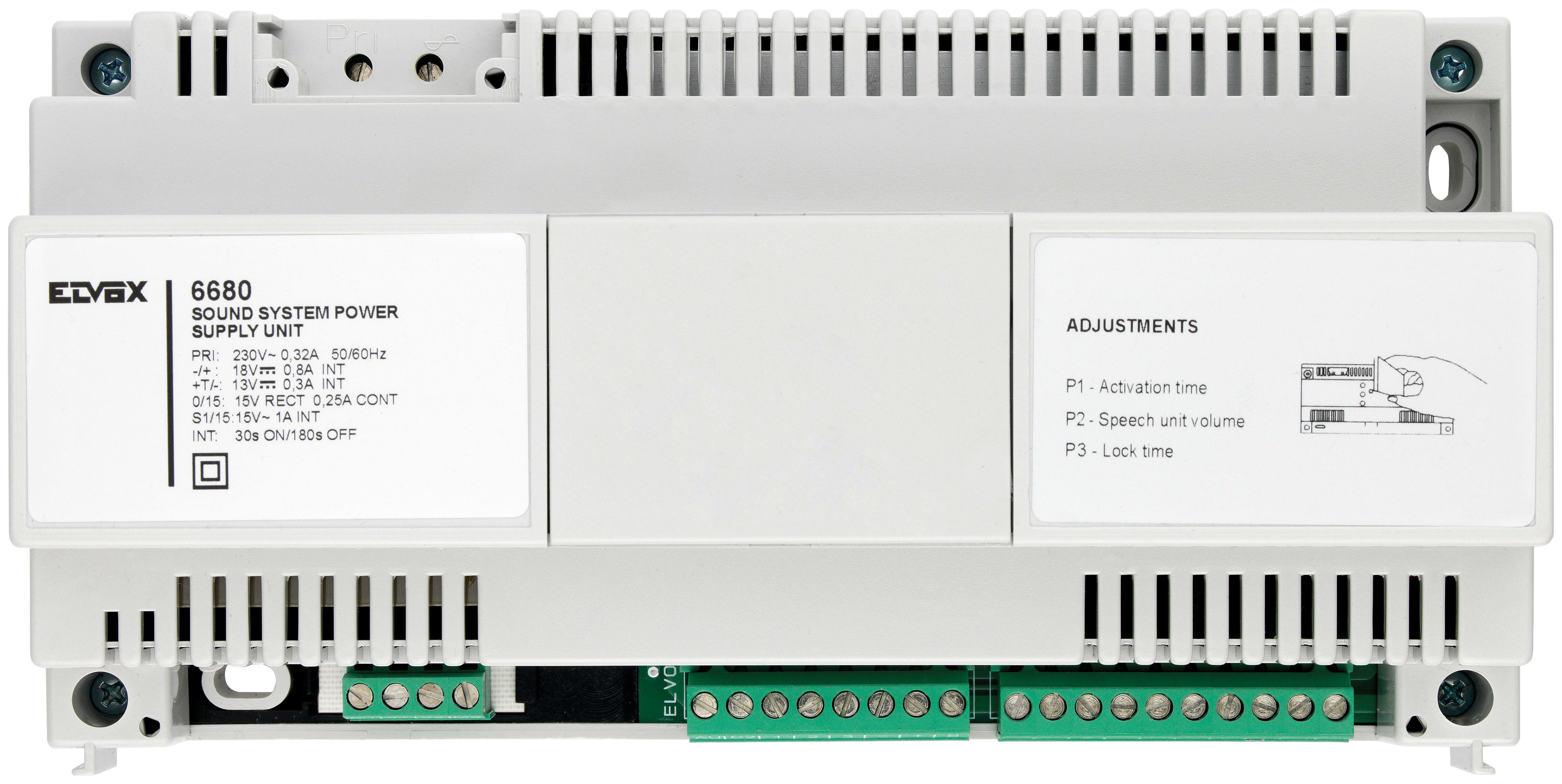 VIMAR - Alimentatore per Videocitofonia Sound System 230V 60Va con Uscita Multipla 13V, 15V, 18V su Guida Din 12 Moduli