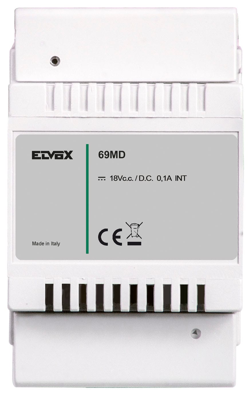 VIMAR - Interfaccia segnale Due Fili Plus converte segnale digitale in audio/video standard, programmazione con 950C o PC, installazione su guida DIN.