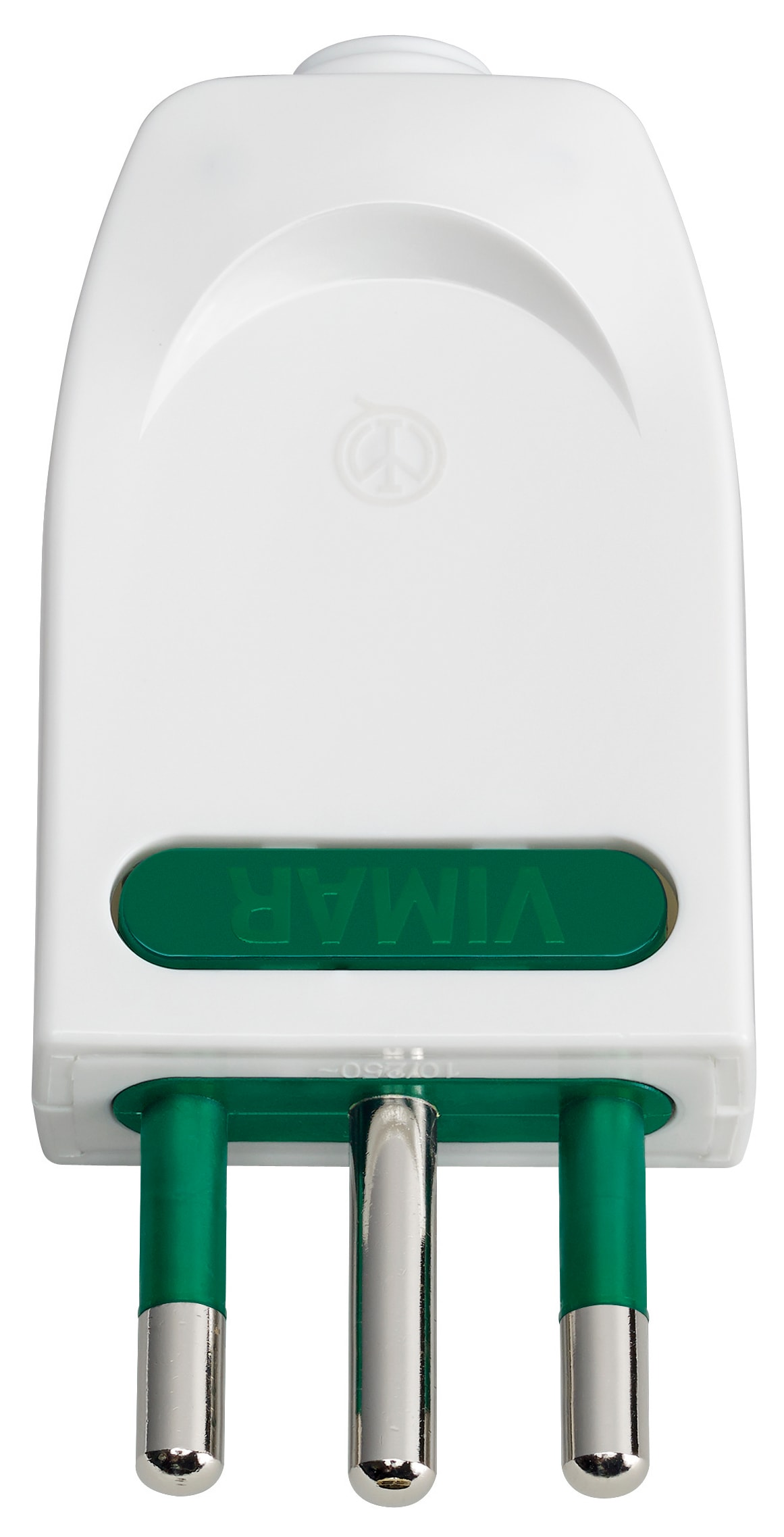 VIMAR - Spina 2P+T10A Orientabile Bianco Sicury 250V Spinotti In Linea Squadra S11-Spb11 Uscita Cavo Assiale