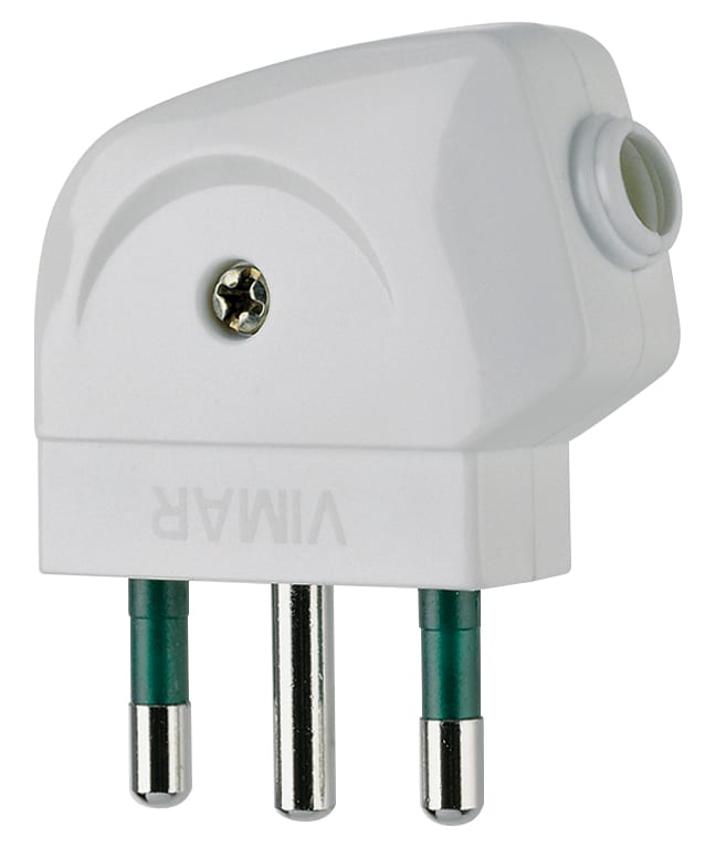 VIMAR - Spina 2P+T 16A S17 90° Bianco - Spina a squadra con profilo Sicury 2P+T 16 A 250 V, standard italiano tipo S17, uscita cavo 90°, bianco