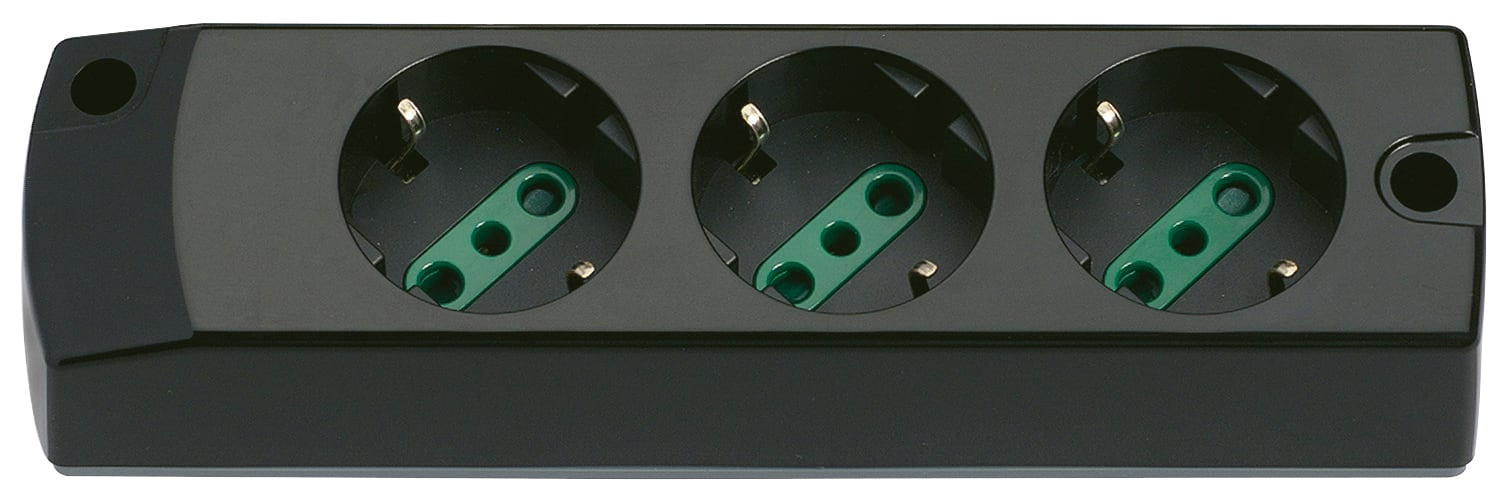 VIMAR - Presa Mobile Multipla 2P+T 16A 250V Nero Sicury Standard Italiano Potenza 3680W