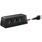 VIMAR - Presa scrivania 3 universali 3 USB S11 cbe nero, multipla 2P+T 10A 250V, 3 uscite SICURY, USB 15,5W, cavo 2m, spina S11.