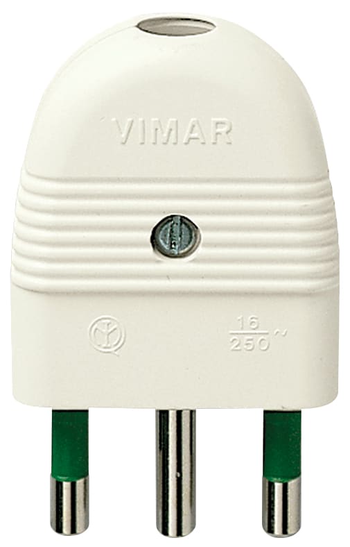 VIMAR - Spina Sicury 2P+T 16A 250V Standard Italiano Tipo S17 Uscita Cavo Assiale Bianco