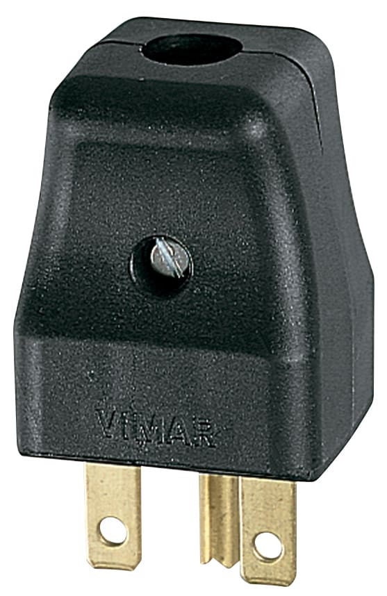 VIMAR - Spina 2P+T 15A Nero Standard Americano Uscita Cavo Assiale