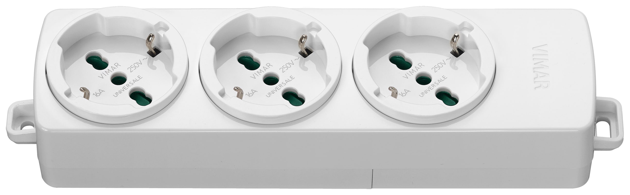 VIMAR - Presa Multipla Universale Bianco 3 Uscite Sicury Standard Italiano 16A 250V 3680W