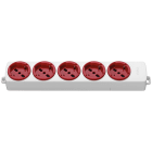 VIMAR - Presa Multipla Universale Rosso Sicury Standard Italiano 2P+T 16A 250V~ 5 Uscite Potenza Massima 3680W