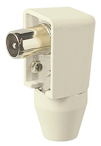 VIMAR - Spina TV Avorio Ø9,5 90° Coassiale IEC Z 75 Ohm Uscita Cavo