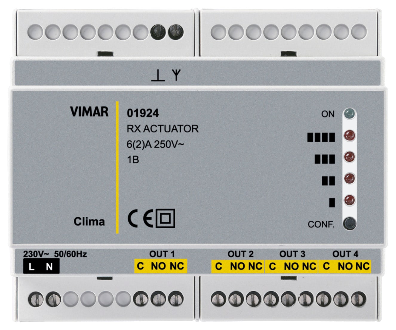 VIMAR - Attuatore Ricevitore RF 4 Canali su Guida DIN 6 Moduli 17,5mm