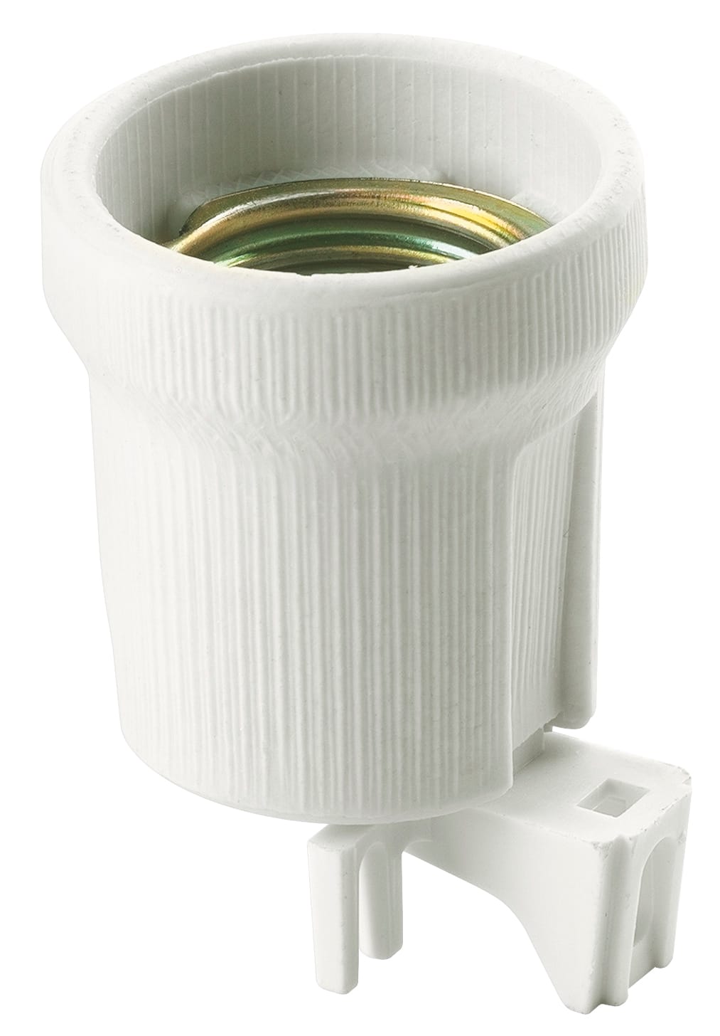 VIMAR - Portalampada E27 Porcellana Cilindrico Bianco Piastrina 90° Asole Fissaggio Squadra Isolante Ø43 Mm 4,5X9 Mm