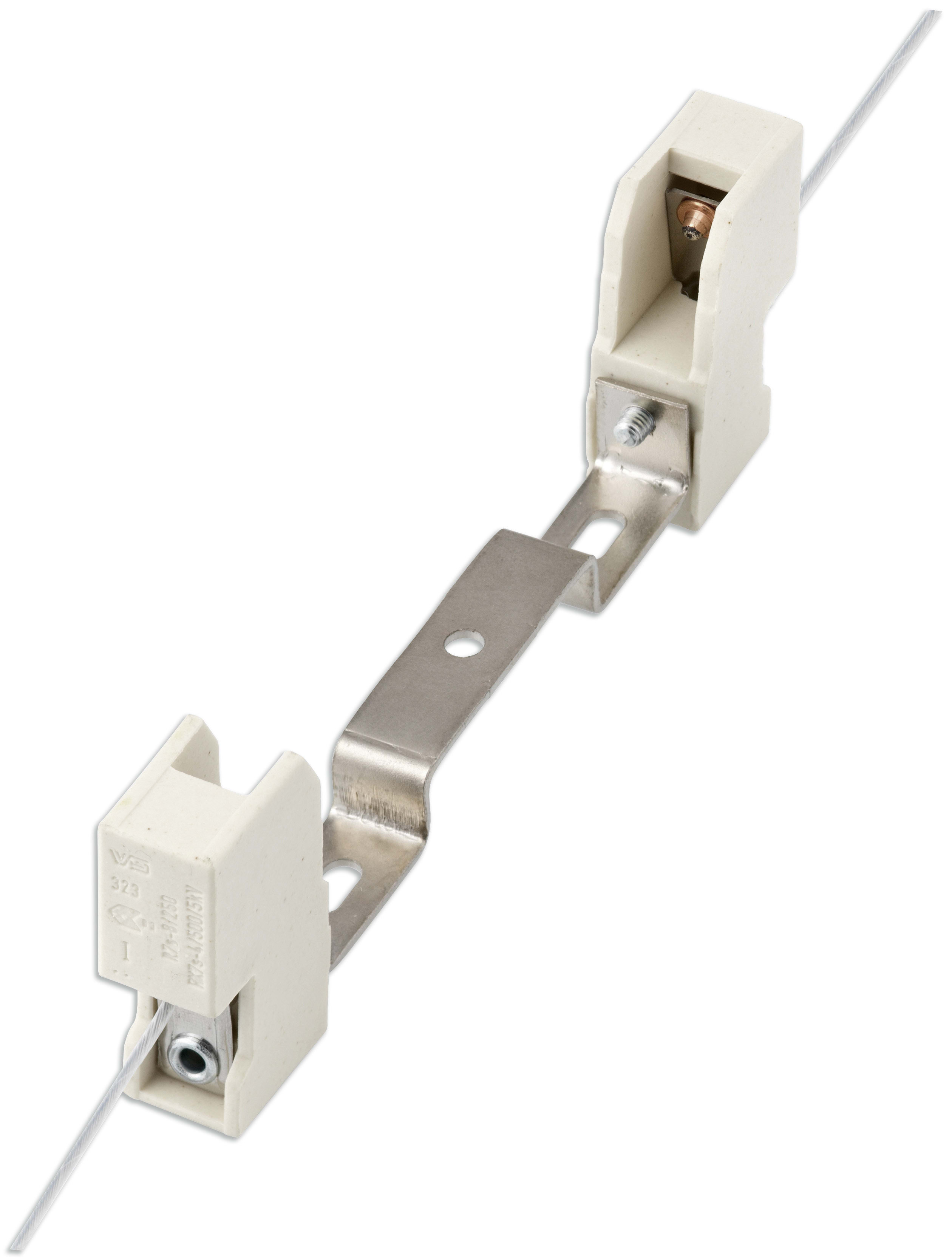 VIMAR - Portalampada alogene bloc.steat. 8A/250V, attacco R7s, cavo teflon PTFE 0,75 mm2, staffa fissaggio mediana, temp. max 350°C, foro ø 4,5 mm.