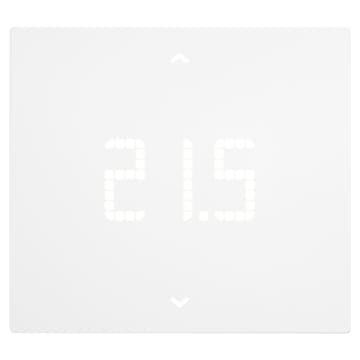 Termostato WiFi bianco per controllo locale e remoto, gestione temperatura con app, riscaldamento e condizionamento, installazione a parete.