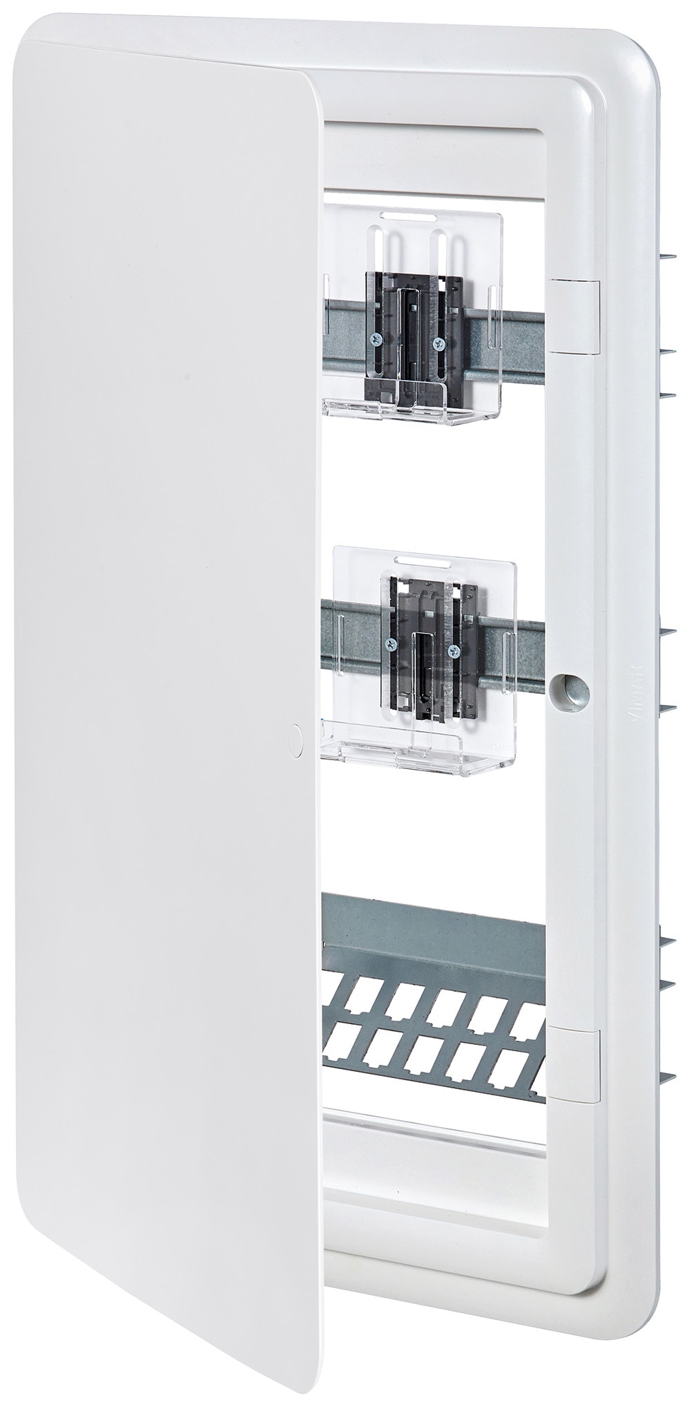 VIMAR - Centralino 36M QDSA senza scatola inc. Quadro distribuzione 36 moduli con portello bianco, supporto RJ45, presa multipla, interruttore, accessori.