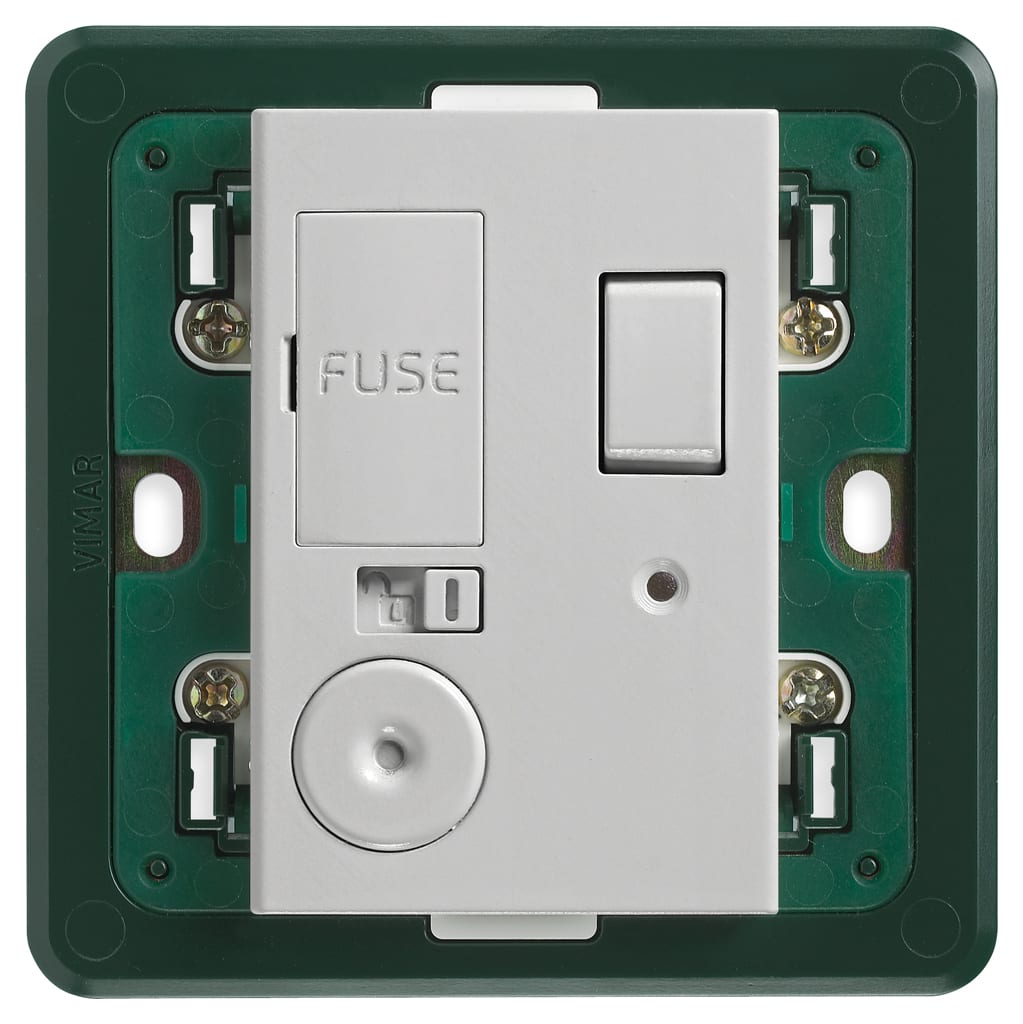 VIMAR - Unità di Connessione 13A Interruttore Silver con Uscita per Cavo e Fusibile di Protezione