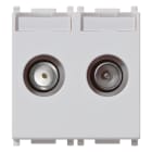 VIMAR - Presa TV-RD-SAT Diretta 2 Uscite Silver Coassiale 5-2400 Mhz, Demiscelata, Connettore Maschio e Femmina, Attenuazione 1 Db, 2 Moduli
