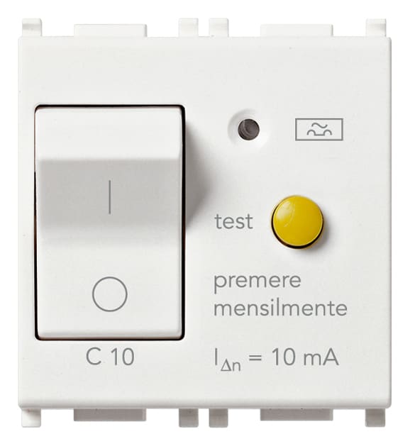VIMAR - Interruttore Automatico Magnetotermico Differenziale 1P+N C10 10Ma Bianco - 2 Moduli