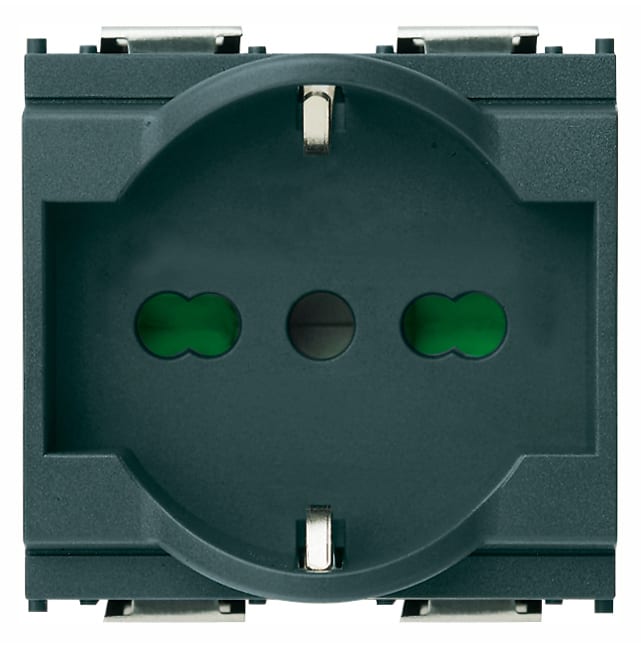 VIMAR - Presa Universale Grigio Sicury 2P+T 16A 250V~ Standard Italiano P40 - 2 Moduli
