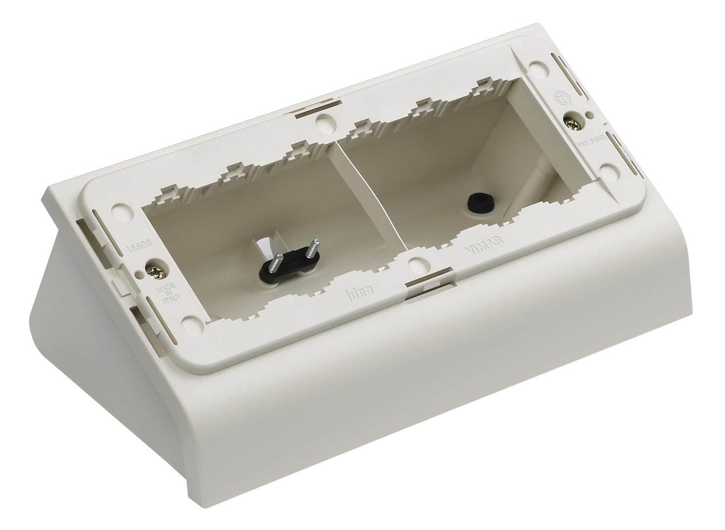 VIMAR - Scatola da Tavolo Inclinata con Serracavo e Supporto per 6 Moduli Bianco Adatta a Placca Classica