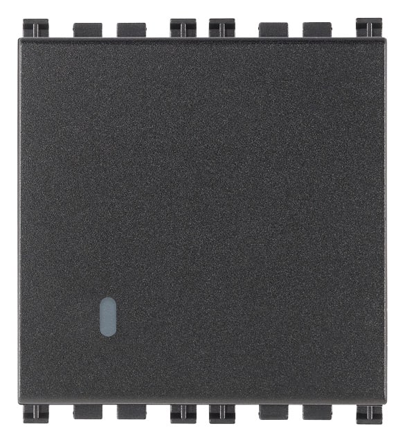 VIMAR - Deviatore 1P 10Ax 2M Grigio Illuminabile Tasto Sostituibile 250V~ 2 Moduli 100W Lampade Alimentatore Integrato