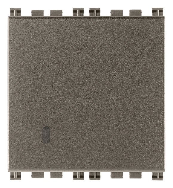 VIMAR - Invertitore 1P 16Ax 2M Metal Illuminabile Tasto Sostituibile 250 V~ 2 Moduli 200 W Lampade Alimentatore Integrato