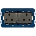 VIMAR - 2PRESE 2P+T13ABS+INT.ROSSO+USB A+C METAL