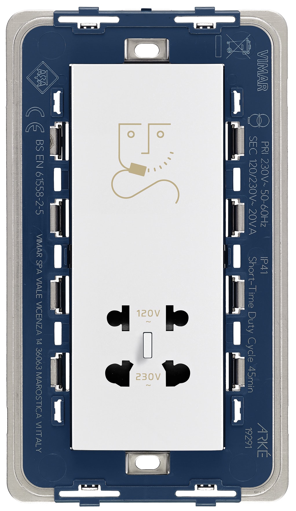 VIMAR - PRESA PER RASOIO VERTICALE 230V BIANCO