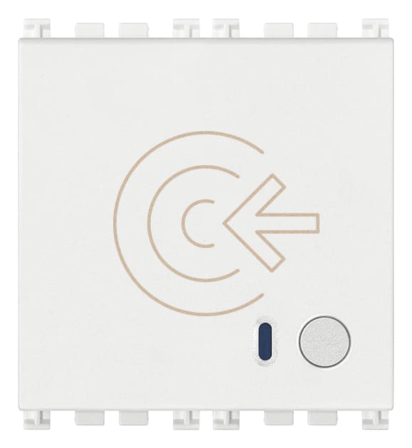 VIMAR - Fuoriporta RFID IoT bianco, lettore smart card, app View Wireless, Bluetooth 5.0, sistema mesh, 1 uscita relè, LED regolabile, 100-240 V, 2 moduli.