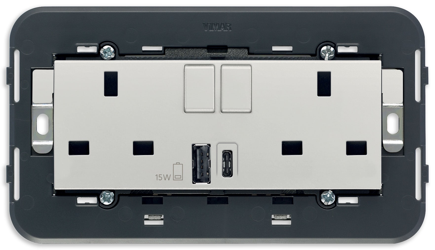 VIMAR - 2 PRESE 2P+T 13A BS +INT +USB A+C NEXT