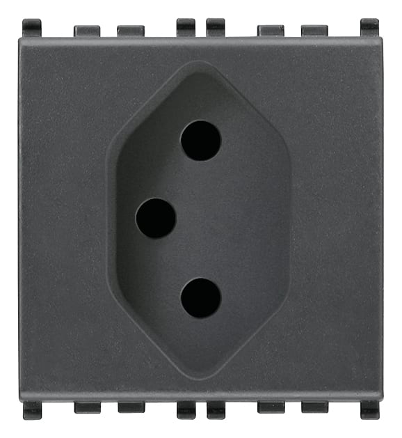 VIMAR - Presa Sicury 2P+T 10A Svizzero Grigio - Standard Tipo 13, 250 V~ 2 Moduli