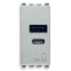 VIMAR - Alimentatore USB 15W 5V con 1 uscita tipo A e 1 tipo C, carica fino a 3A, alimentazione 120-240V 50/60Hz, Next, 1 modulo.