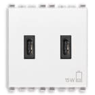 VIMAR - Alimentatore USB 15W 3A 5V Bianco Ottimizzato per Caricare Dispositivi Elettronici con 2 Uscite USB Tipo C - 2 Moduli