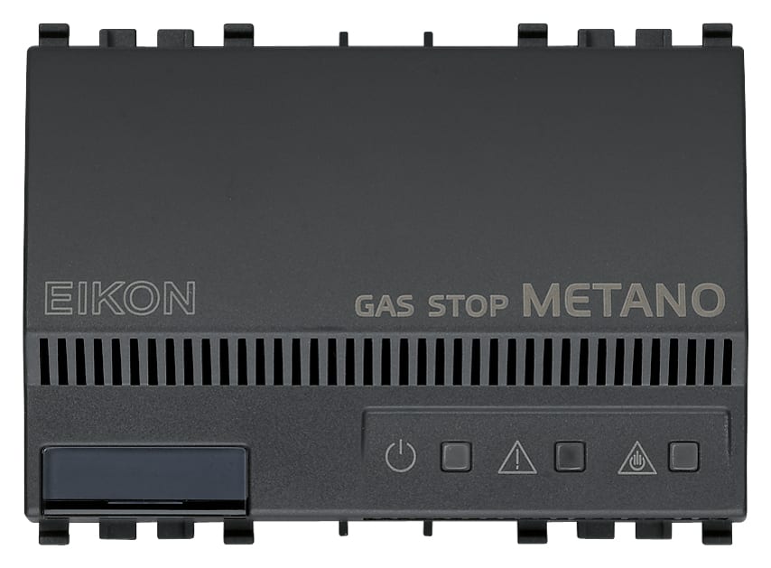VIMAR - Rivelatore Elettronico Metano Grigio con Gas Stop, Segnalazione Acustica e Ottica, Elettrovalvola, Alimentazione 230V, 3 Moduli, Bomboletta 01899.