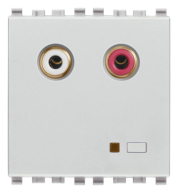 VIMAR - Ingresso audio RCA 2M con 2 connettori, regolazione volume automatica, terminatore linea incorporato - 2 moduli