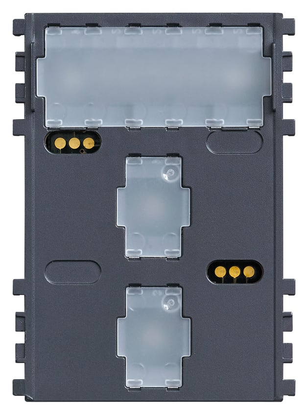VIMAR - Lettore transponder verticale esterno KNX, 2 uscite relè NO 4A 24V, 2 ingressi, alimentazione 12-24V, da completare con placca 3 moduli.
