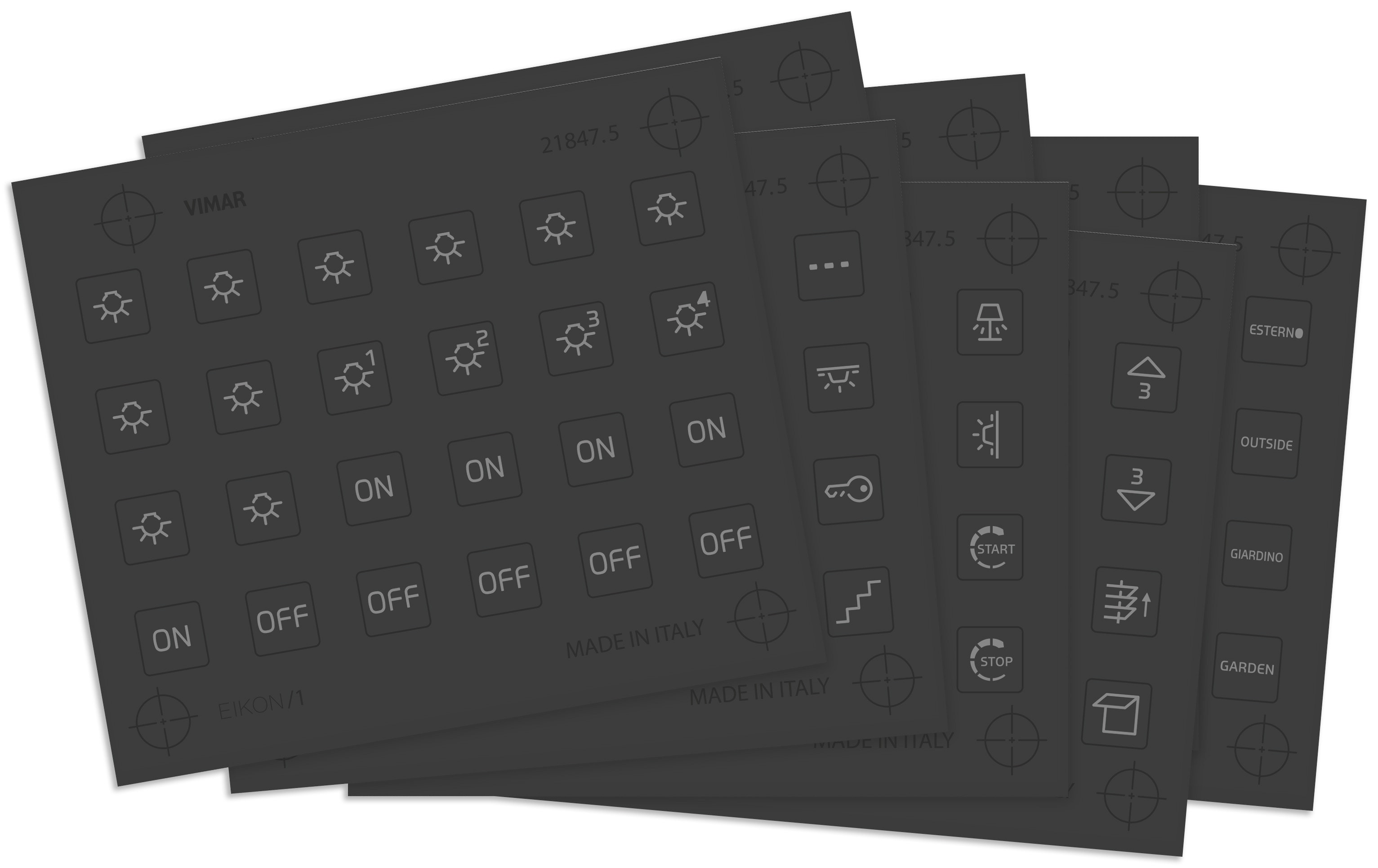 VIMAR - Etichette Adesive Simboli Illuminabili per Personalizzazione Comandi Eikon Tactil