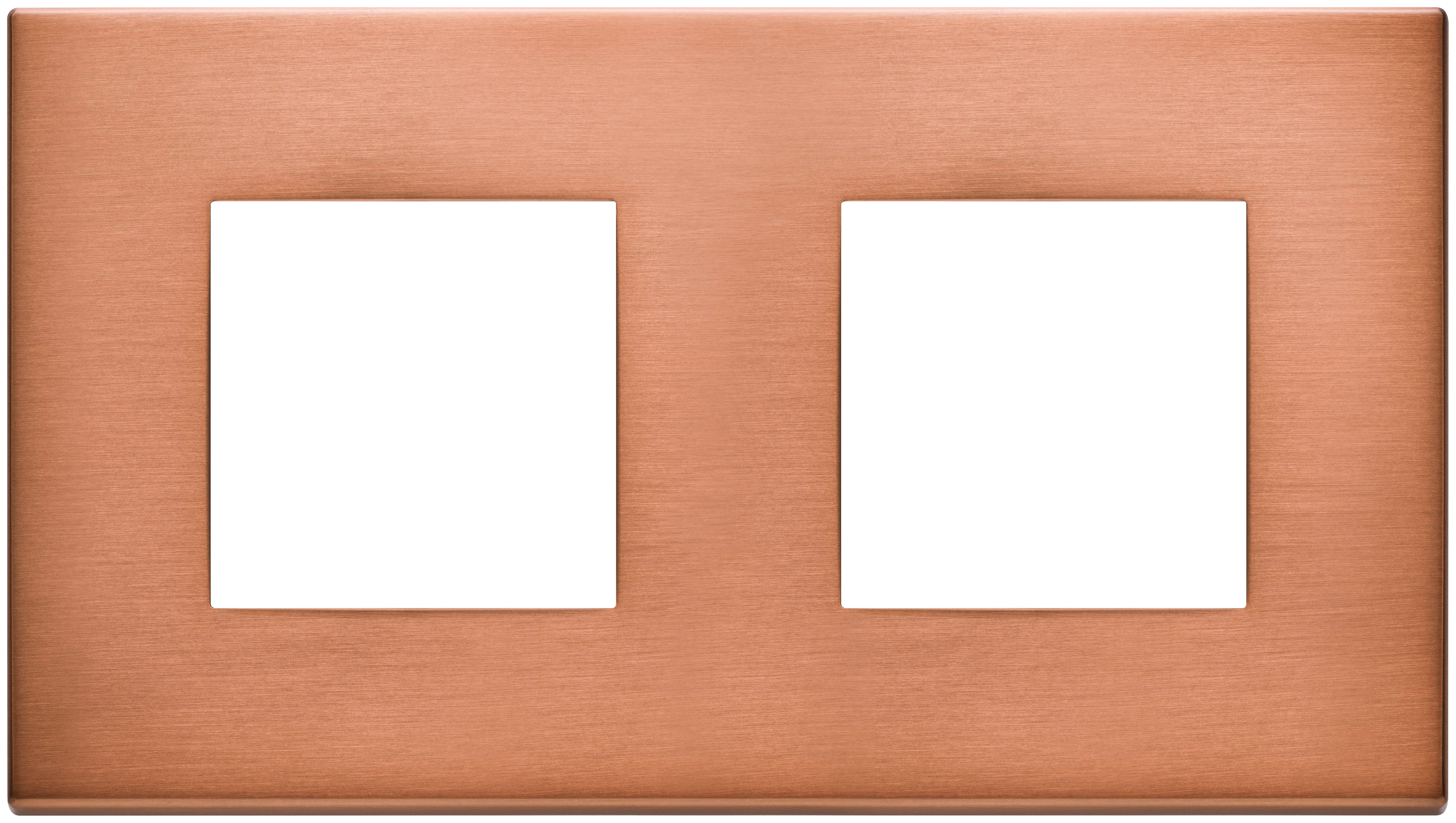 VIMAR - Placca 4 Moduli Interasse 71mm Rame Spazzolato Metallo Esclusivo