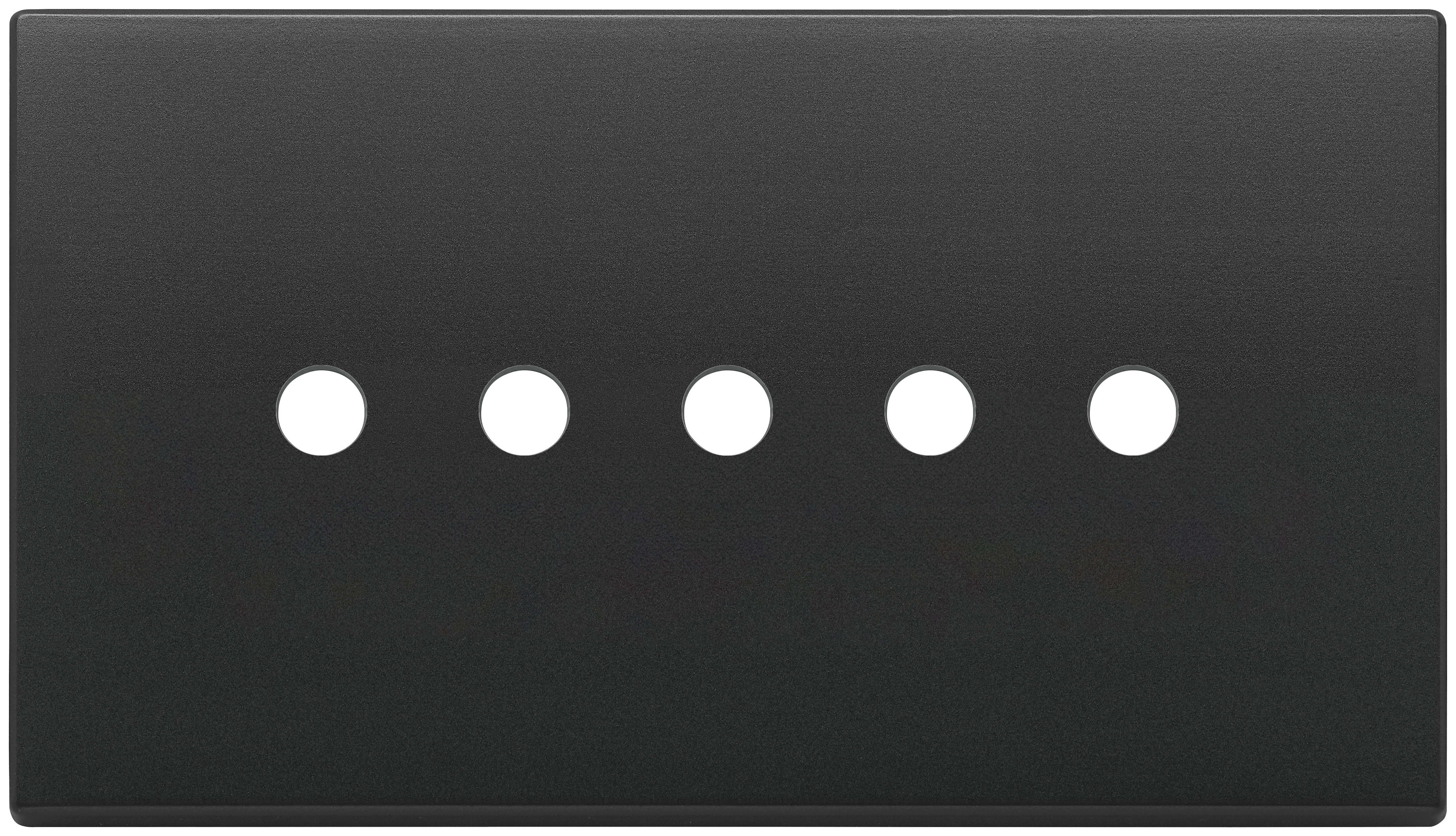 VIMAR - Placca 5 Moduli Tondo Grigio Antracite Metallo per Cinque Comandi