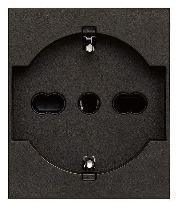 VIMAR - Presa Universale Nero Sicury Standard Italiano P40 16A 250V~ 2 Moduli