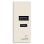 VIMAR - Alimentatore USB 15W 5V 3A Canapa - Ottimizzato per Caricare Dispositivi Elettronici con Uscita USB Tipo A e Tipo C