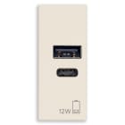 VIMAR - Alimentatore USB A+C 12W 2,4A 5V per Dispositivi Elettronici con Uscita USB Tipo A e Tipo C per Caricare 2 Dispositivi Contemporaneamente