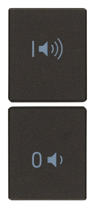 VIMAR - Due Mezzi Tasti On/Off Volume Nero Intercambiabili Modulo Simboli.