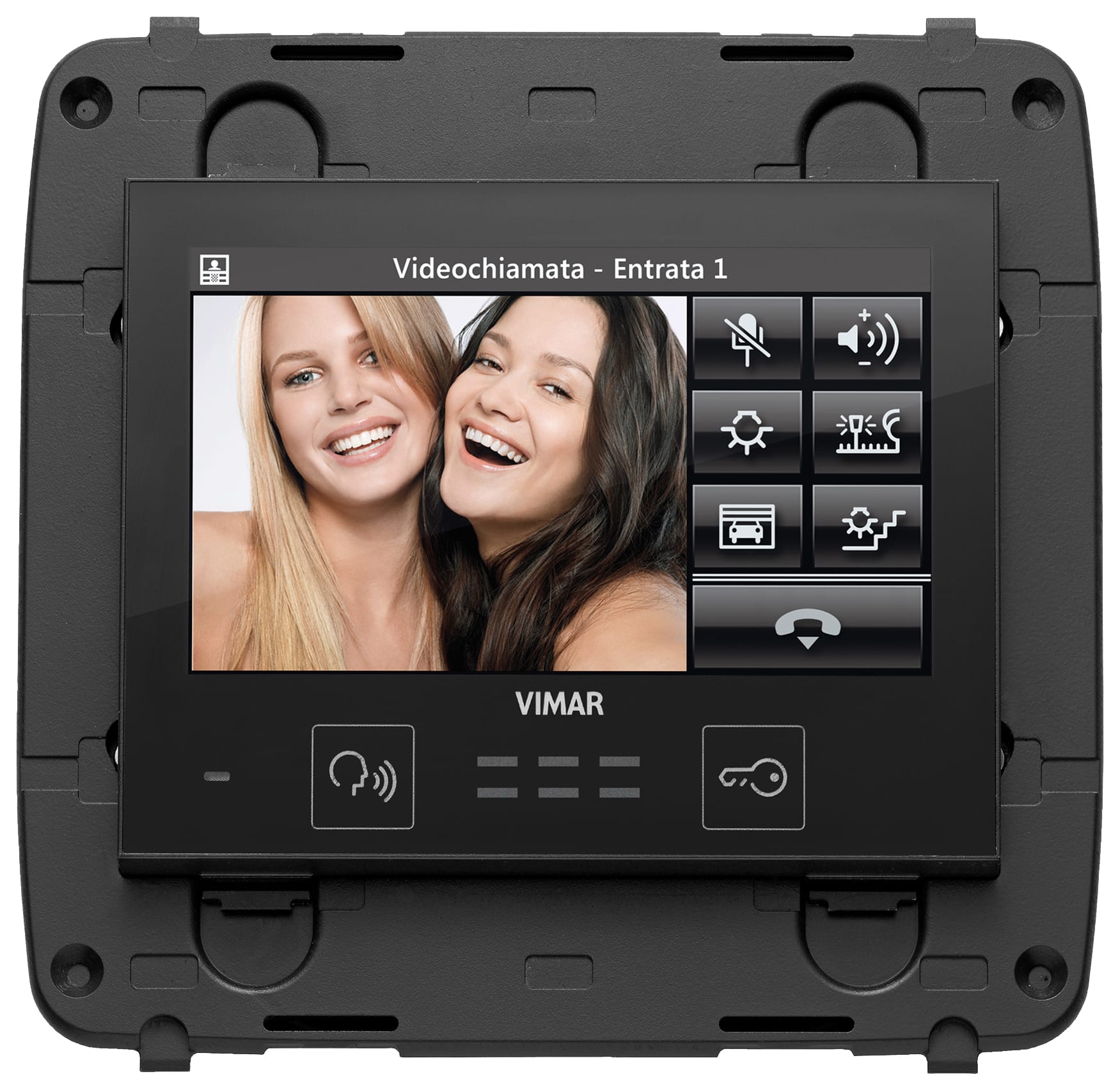 VIMAR - Video touch screen 4,3 in full flat grigio per posto interno videocitofonico due fili, controllo domotica, ingresso sensore temperatura.