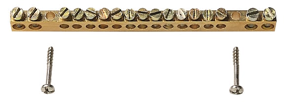 VIMAR - Morsettiera Ottone 17 Fori - Ottone 4 Fori Ø 6 Mm + 13 Fori Ø 4 Mm con Viti di Fissaggio