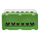 VIMAR - Morsettiera verde 6 fori, estetico, a vite removibile, connessione cavi 1,5mm2-16mm2, installazione ad innesto rapido alla staffa portamorsettiera.