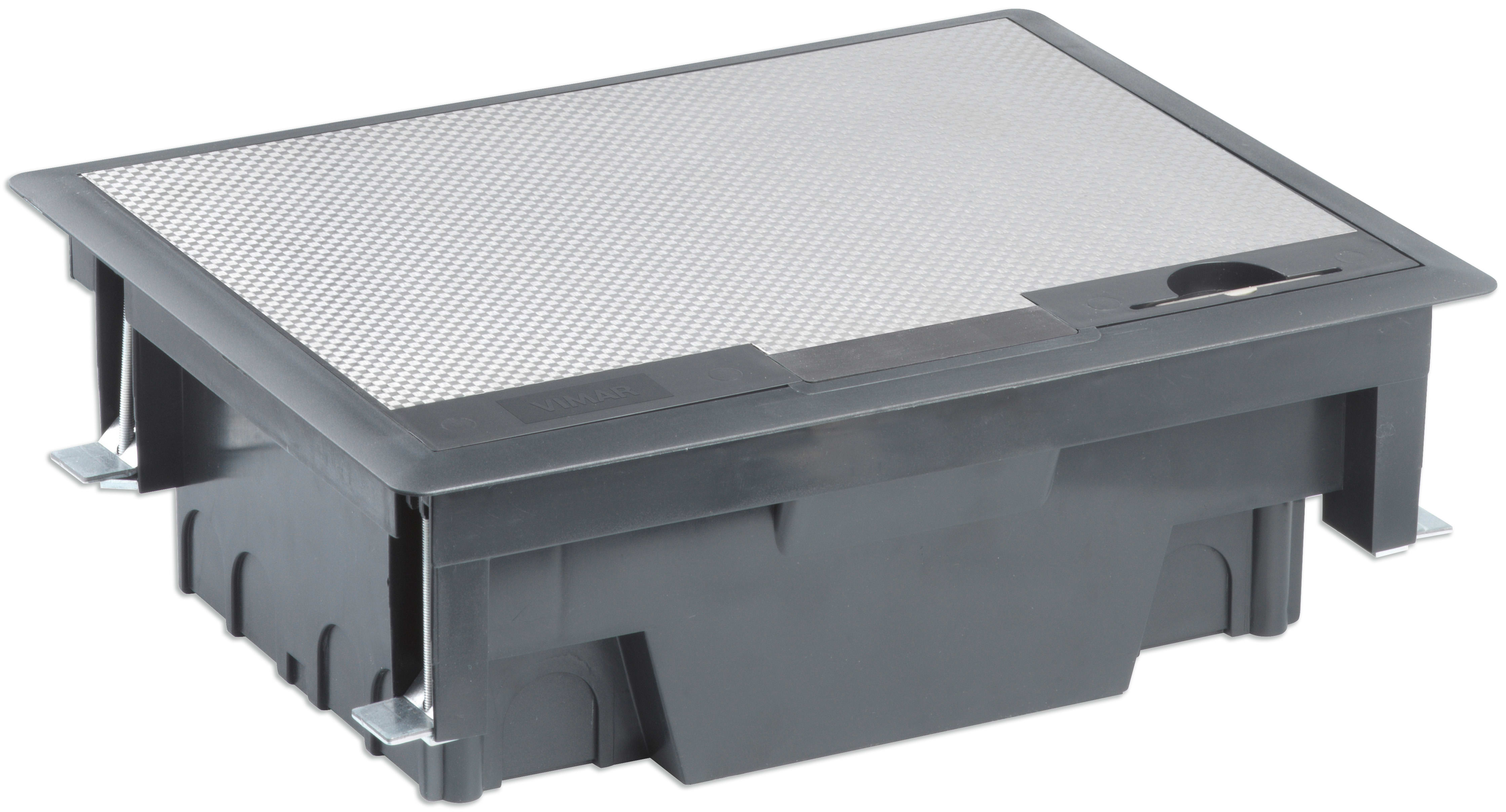 VIMAR - Torretta a scomparsa 12M con coperchio inox per apparecchi Eikon, Arké e Plana su pavimento flottante. 2 supporti da 6 moduli incluso.