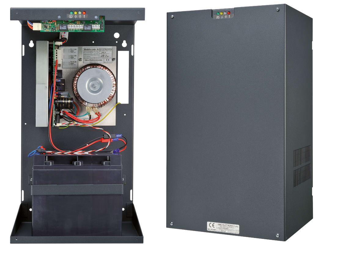 VIMO ELETTRONICA - Gruppo di alimentazione 27,6V 2,6A EN54-4 EN12101-10 armadio 2 x12V18Ah
