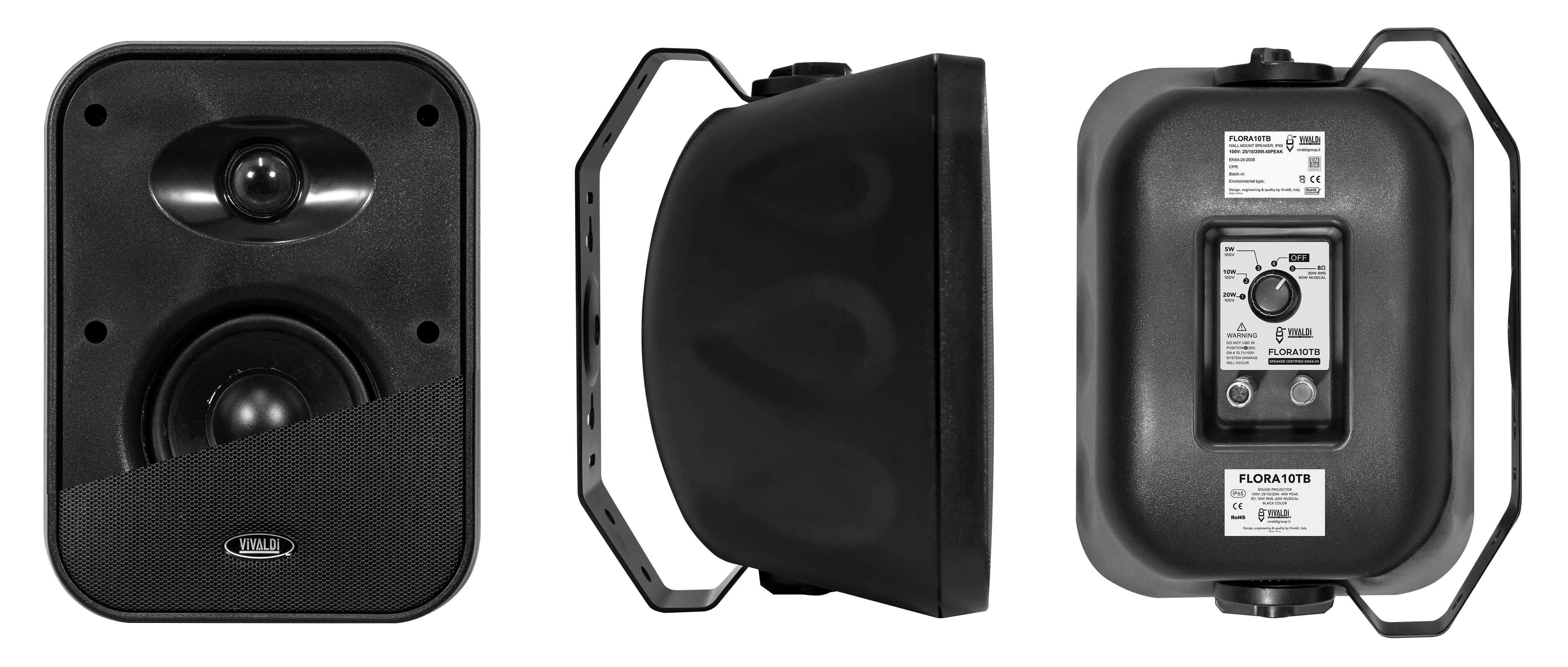VIVALDI - VIVALDI EN54_DIFF 20W/100V 30W/8OHM BLAC FLORA10TB