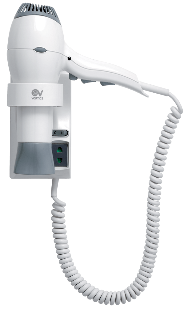VORTICE - Vort fohn 1600 plus asciugacapelli a filo con involucro in abs autoestinguente supporto a parete motore protetto 3 potenze spegnimento automatico