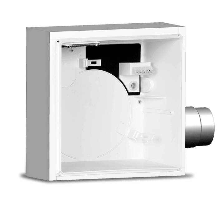 VORTICE - QE-B I K90 R 2R aspiratori centrifughi da condotto con scatola refrattaria, bocchetta acciaio, serranda antifuoco, valvola TUV, scarico 80 mm.