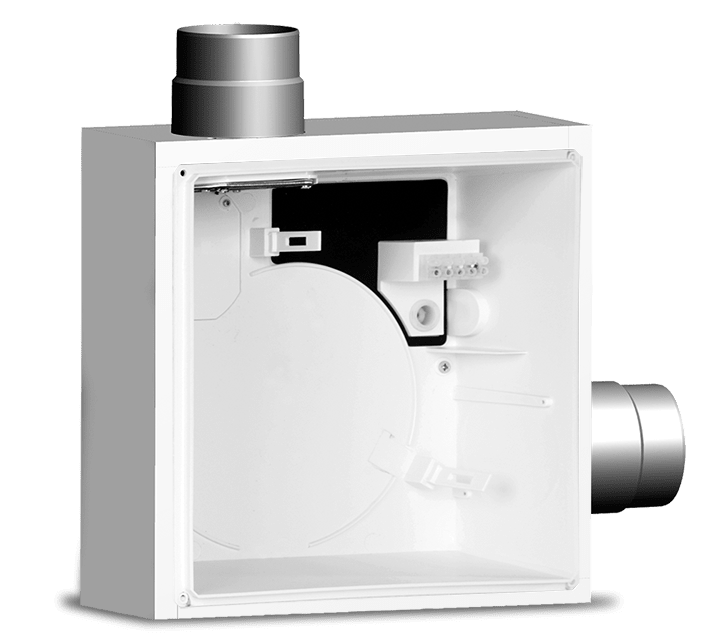 VORTICE - QE-B I K90 S 2R aspiratori centrifughi da condotto con scatola refrattaria, bocchetta in acciaio, valvola certificata, diametro 80 mm.