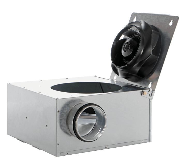 VORTICE - ca il 200 aspiratori centrifughi da condotto a spessore contenuto, involucro in acciaio zincato, bocche circolari, motore ac, ip44, facile manutenzione.